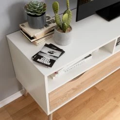 Mørteens TV-Lowboard Sunndal - Gummibaum teilmassiv - Weiß / Eiche Hell -Wohnzimmermöbel boutique en ligne 1000123474 190222 12174900017 GALLERYIMAGES P000000001000123474