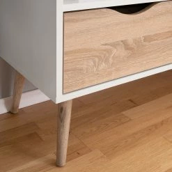 Mørteens TV-Lowboard Sunndal - Gummibaum teilmassiv - Weiß / Eiche Hell -Wohnzimmermöbel boutique en ligne 1000123474 190222 12175100020 GALLERYIMAGES P000000001000123474