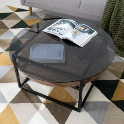 Studio Copenhagen Couchtisch Sumstad - Rauchglas / Metall - Nussbaum / Schwarz -Wohnzimmermöbel boutique en ligne 1000123773 190321 17260300002 GALLERYIMAGES P000000001000123773