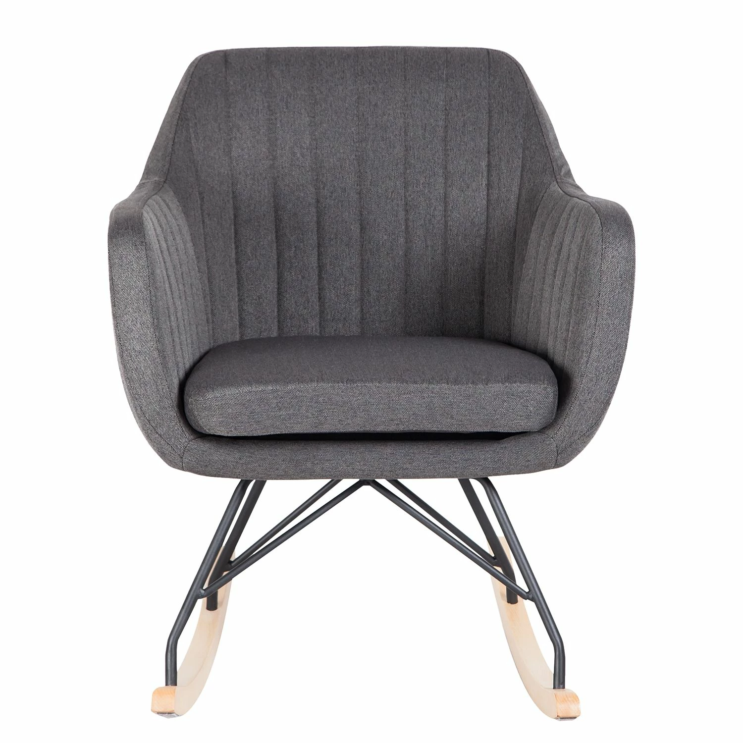 Mørteens Schaukelstuhl Leedy - Webstoff / Buche massiv - Dunkelgrau / Buche 3 Mørteens Schaukelstuhl Leedy - Webstoff / Buche massiv - Dunkelgrau / Buche – Bild 3