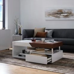 Fredriks Couchtisch Smithers - Walnuss Dekor / Hochglanz Weiß -Wohnzimmermöbel boutique en ligne 1000125747 181116 08371403 MOOD GALLERYIMAGES P000000001000125747 mood