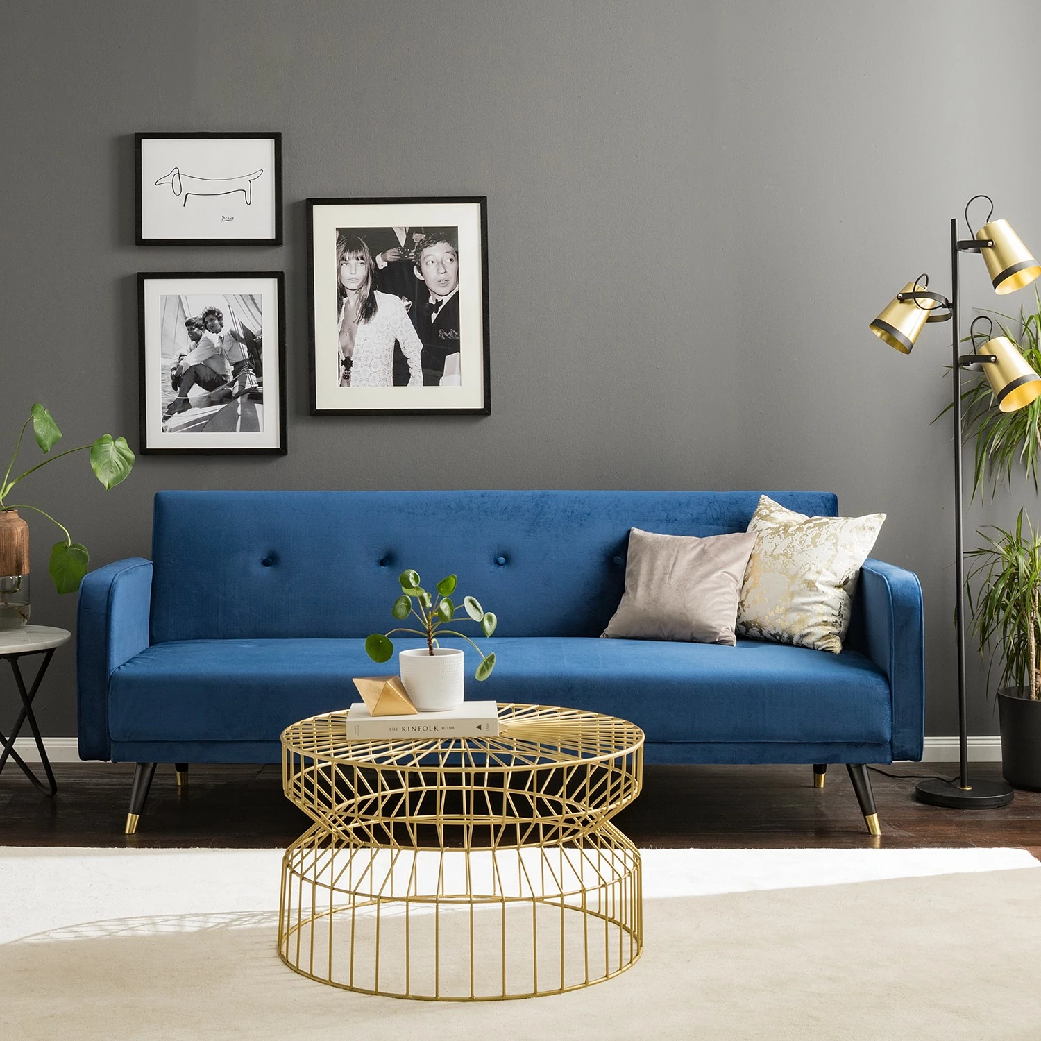 Jack & Alice Schlafsofa Daru I - Samt - Dunkelblau 2 Jack & Alice Schlafsofa Daru I - Samt - Dunkelblau – Bild 2