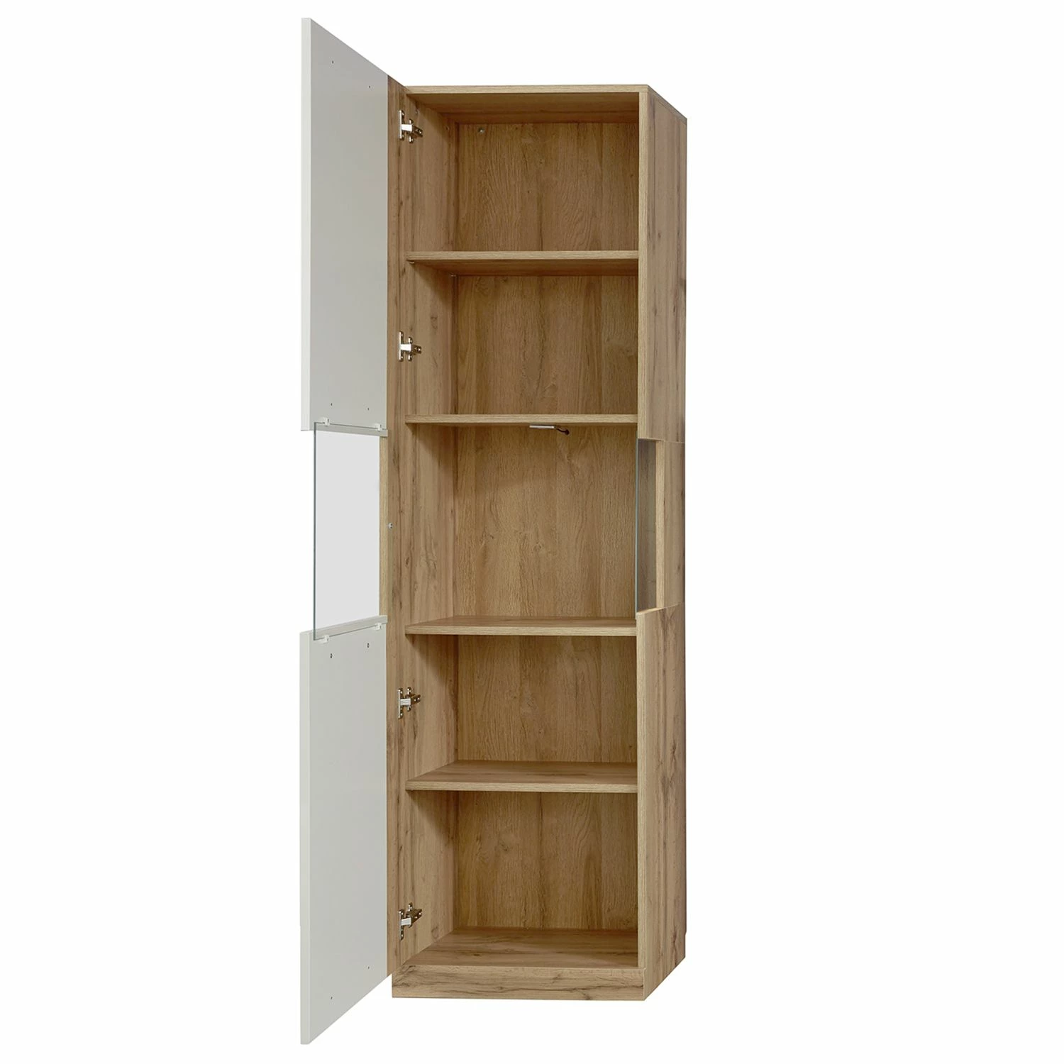 Trendteam Standvitrine Rock - Hochglanz Weiß / Wotan Eiche Dekor 3 Trendteam Standvitrine Rock - Hochglanz Weiß / Wotan Eiche Dekor – Bild 3