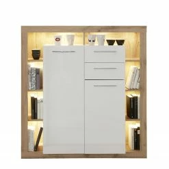 Trendteam Highboard Rock - Hochglanz Weiß / Wotan Eiche Dekor -Wohnzimmermöbel boutique en ligne 1000128163 180905 10043849 GALLERYIMAGES P000000001000128163