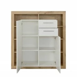 Trendteam Highboard Rock - Hochglanz Weiß / Wotan Eiche Dekor -Wohnzimmermöbel boutique en ligne 1000128163 180905 10043850 GALLERYIMAGES P000000001000128163