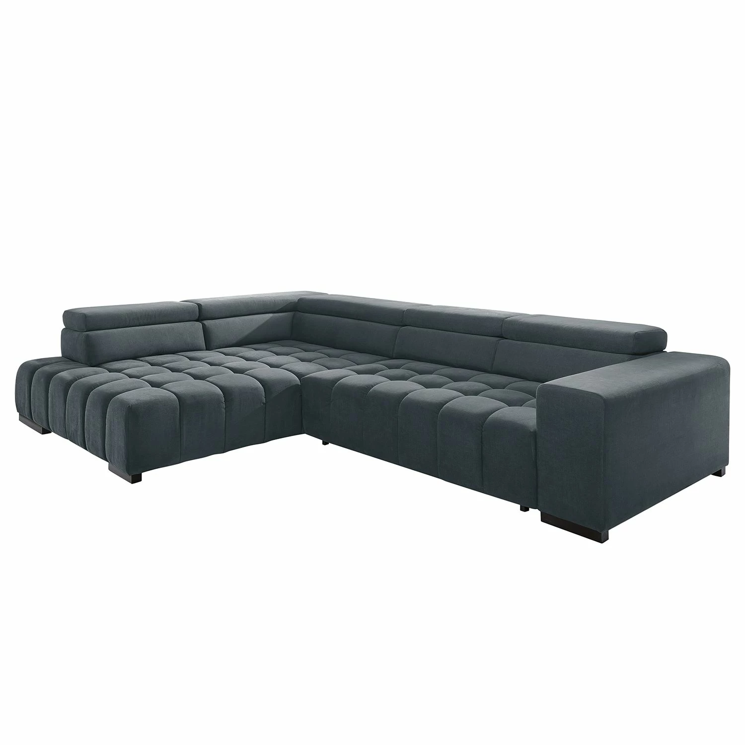 Loftscape Ecksofa Masaya - Microfaser Enza: Blaugrau - Ottomane davorstehend links - Mit Schlaffunktion 1 Loftscape Ecksofa Masaya - Microfaser Enza: Blaugrau - Ottomane davorstehend links - Mit Schlaffunktion