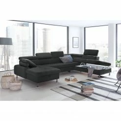 Loftscape Wohnlandschaft Rivas - Dunkelgrau - Longchair davorstehend links / Ottomane rechts - Mit Schlaffunktion -Wohnzimmermöbel boutique en ligne 1000128349 180809 143044326 GALLERYIMAGES P000000001000128349