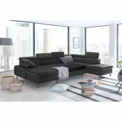 Loftscape Wohnlandschaft Rivas - Dunkelgrau - Longchair davorstehend links / Ottomane rechts - Mit Schlaffunktion -Wohnzimmermöbel boutique en ligne 1000128349 180809 143044328 GALLERYIMAGES P000000001000128349