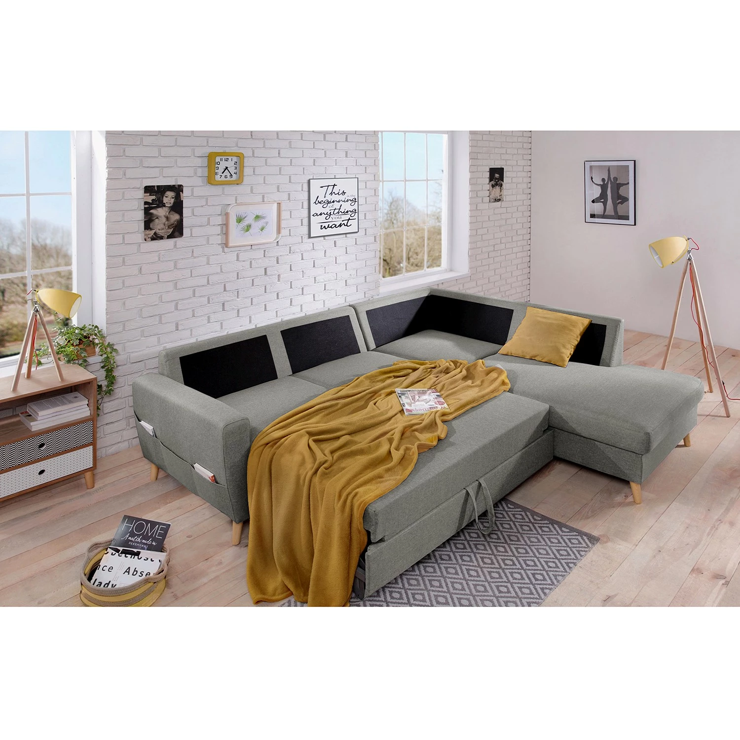 Mørteens Ecksofa Sola II - Webstoff - Grau - Ottomane davorstehend rechts - Schlaffunktion 3 Mørteens Ecksofa Sola II - Webstoff - Grau - Ottomane davorstehend rechts - Schlaffunktion – Bild 3