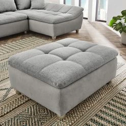 Fredriks Polsterhocker Gallina - Microfaser - Lichtgrau -Wohnzimmermöbel boutique en ligne 1000128805 181023 15153002 MOOD GALLERYIMAGES P000000001000128805 mood