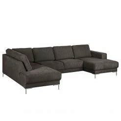 Wohnlandschaft Fiesta I - Strukturstoff - Dunkelgrau - Longchair davorstehend rechts / Ottomane links -Wohnzimmermöbel boutique en ligne 1000128868 211015 15511200525 DETAILS P000000001000128868