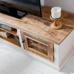 Maison Belfort TV-Lowboard Newhaven - Mango teilmassiv - Mango / Weiß -Wohnzimmermöbel boutique en ligne 1000128941 200122 18404100012 DETAILS P000000001000128941