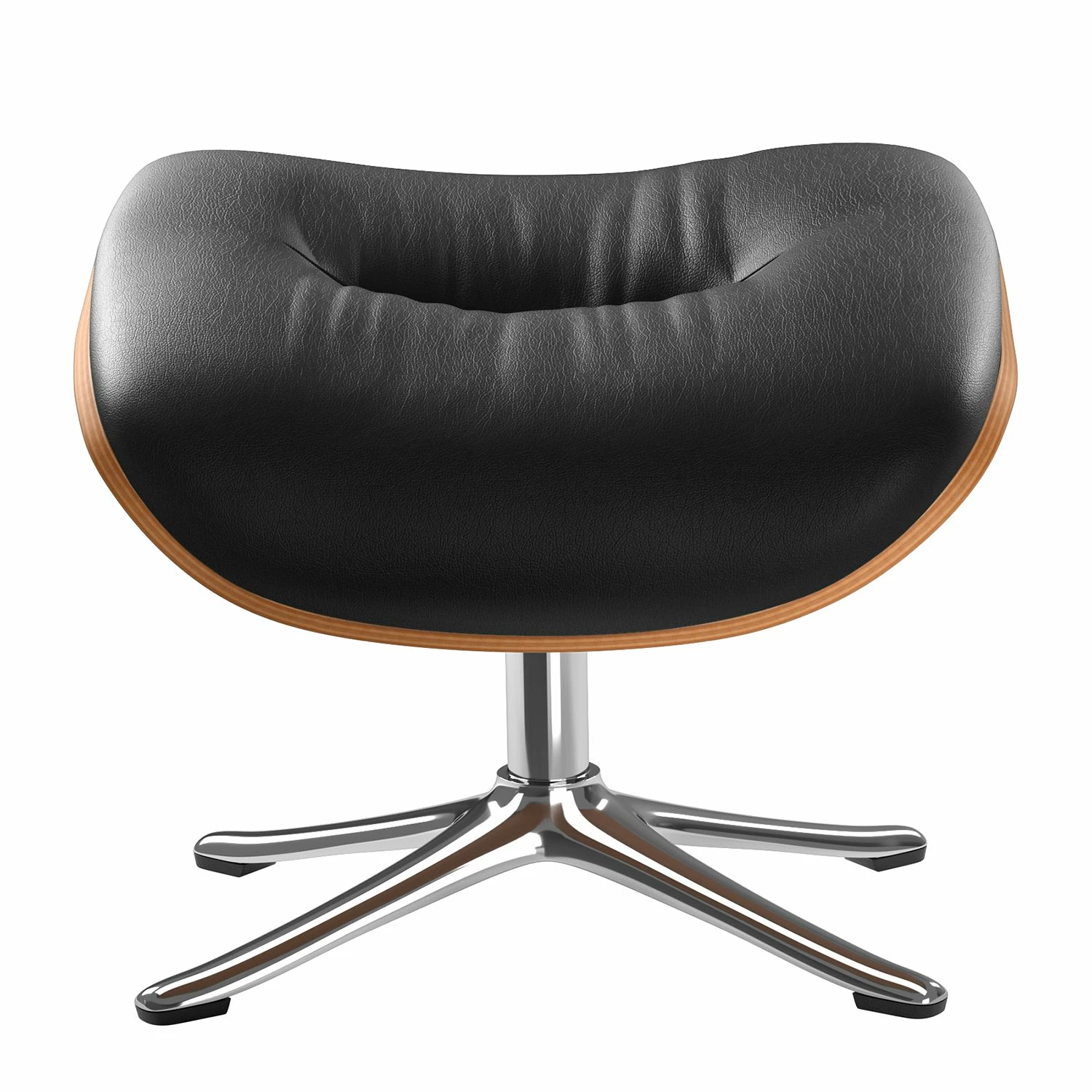 Studio Copenhagen Polsterhocker Anderson I - Echtleder Neka: Schwarz - Chrom glänzend - Nussbaum 3 Studio Copenhagen Polsterhocker Anderson I - Echtleder Neka: Schwarz - Chrom glänzend - Nussbaum – Bild 3