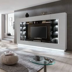 Fredriks TV-Wand Bylas (4-teilig) - Hochglanz Weiß