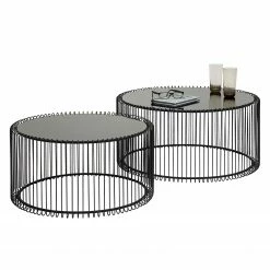 Kare Design Couchtisch Wire (2er-Set) - Glas / Stahl - Schwarz -Wohnzimmermöbel boutique en ligne 1000132043 190305 14281000025 GALLERYIMAGES P000000001000132043