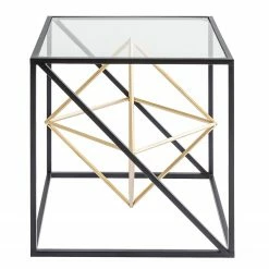 Kare Design Beistelltisch Prisma - Glas / Edelstahl - Schwarz / Gold -Wohnzimmermöbel boutique en ligne 1000132047 181017 11370962 GALLERYIMAGES P000000001000132047