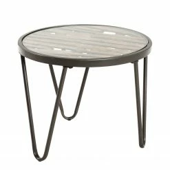 Red Living Beistelltisch Leuca I - Glas / Metall - Tanne / Schwarz