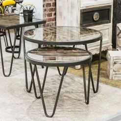 Red Living Beistelltisch Leuca I - Glas / Metall - Tanne / Schwarz -Wohnzimmermöbel boutique en ligne 1000132050 180920 08065203 MOOD GALLERYIMAGES P000000001000132050 mood