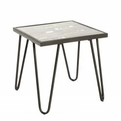 Red Living Beistelltisch Leuca II - Glas / Metall - Tanne / Schwarz