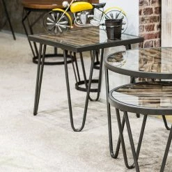 Red Living Beistelltisch Leuca II - Glas / Metall - Tanne / Schwarz -Wohnzimmermöbel boutique en ligne 1000132052 180920 08065411 MOOD GALLERYIMAGES P000000001000132052 mood