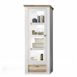 Fredriks Standvitrine Lorida - Kiefer Weiß Dekor / Eiche Dekor