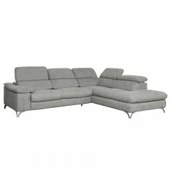 Loftscape Ecksofa Astoria - Webstoff - Grau - Ottomane davorstehend rechts