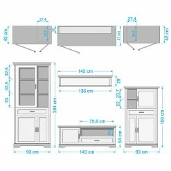 Ridgevalley Wohnwand Jasmund III (4-teilig) - Pinie Weiß Dekor -Wohnzimmermöbel boutique en ligne 1000136053 190405 14520500022 GALLERYIMAGES P000000001000136053
