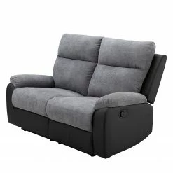 Modoform Relaxsofa Warmun (2-Sitzer) - Kunstleder / Microfaser - Schwarz / Grau
