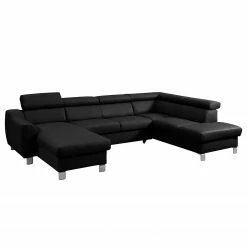 Loftscape Wohnlandschaft Burnside I - Echtleder / Kunstleder - Schwarz - Longchair davorstehend links / Ottomane rechts - Mit Schlaffunktion -Wohnzimmermöbel boutique en ligne 1000142110 181106 152820113 GALLERYIMAGES P000000001000142110