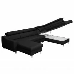 Loftscape Wohnlandschaft Burnside I - Echtleder / Kunstleder - Schwarz - Longchair davorstehend links / Ottomane rechts - Mit Schlaffunktion -Wohnzimmermöbel boutique en ligne 1000142110 181106 152820116 GALLERYIMAGES P000000001000142110