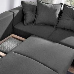 Loftscape Wohnlandschaft Panica I - Webstoff - Schlaffunktion - Dunkelgrau - Ottomane davorstehend links -Wohnzimmermöbel boutique en ligne 1000144014 181128 07252900300 GALLERYIMAGES P000000001000144014