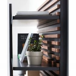 Norrwood Bücherregal Kipra - Echtholzfurnier - Walnuss / Graphit -Wohnzimmermöbel boutique en ligne 1000150218 200429 06492000050 DETAILS P000000001000150218