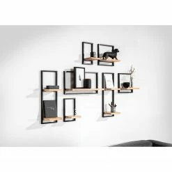 Red Living Wandregal Mello III - Akazie massiv - Akazie Natur / Schwarz - Breite: 35 cm -Wohnzimmermöbel boutique en ligne 1000150353 200302 15283300012 MOOD DETAILS P000000001000150353 mood