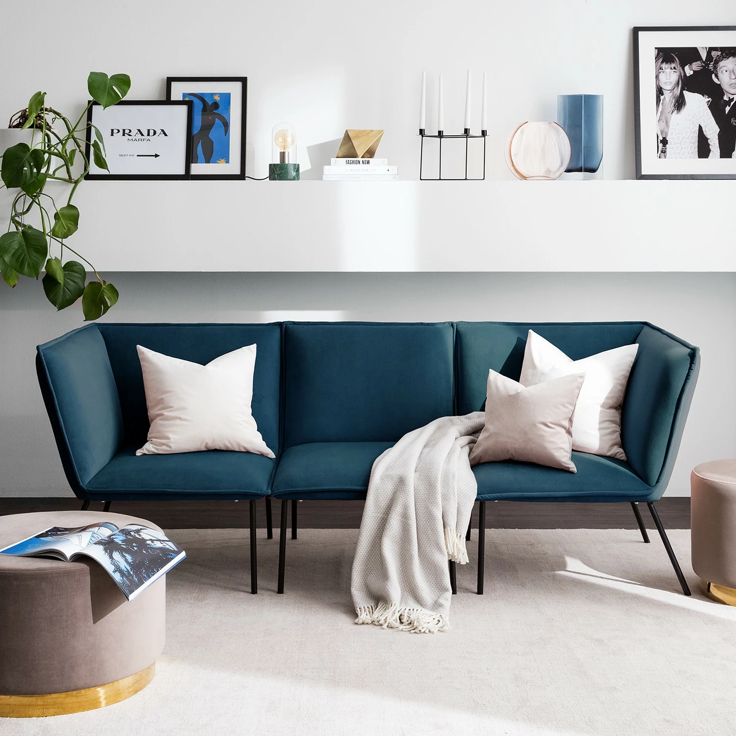 Jack & Alice Sofa Dorado (3-Sitzer) - Samt - Marineblau 2 Jack & Alice Sofa Dorado (3-Sitzer) - Samt - Marineblau – Bild 2