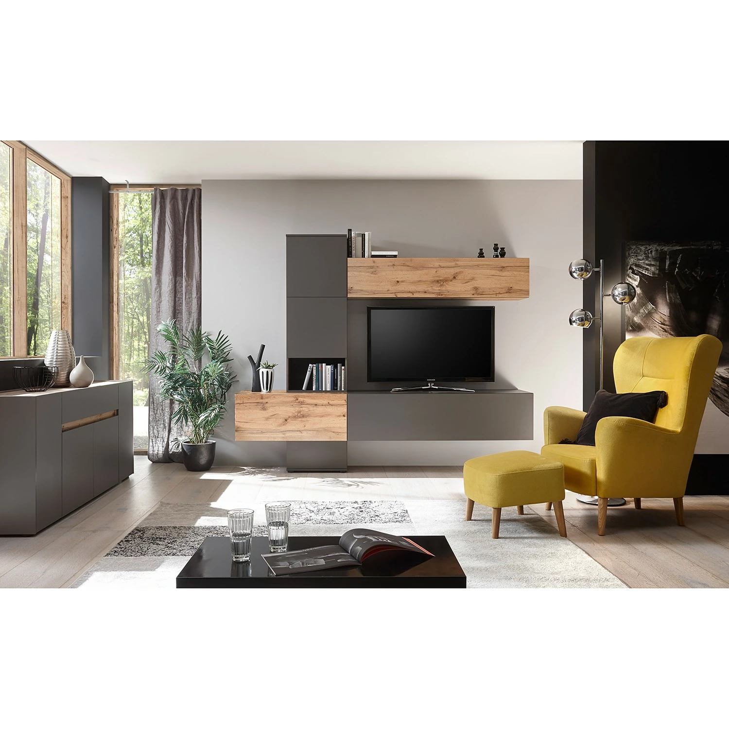 Loftscape Wohnwand Sandkas - Anthrazit 3 Loftscape Wohnwand Sandkas - Anthrazit – Bild 3