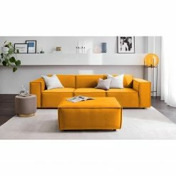 Sofa Kinx (3-Sitzer) II - Samt - Samt Shyla: Senfgelb -Wohnzimmermöbel boutique en ligne 1000155669 210323 15145500551 MOOD DETAILS P000000001000155669 mood