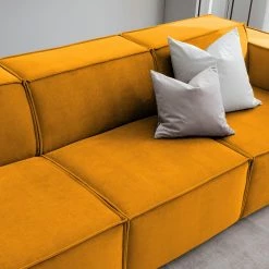 Sofa Kinx (3-Sitzer) II - Samt - Samt Shyla: Senfgelb -Wohnzimmermöbel boutique en ligne 1000155669 210323 15145800557 DETAILS P000000001000155669