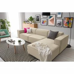 Ecksofa Kinx V - Samt - Samt Shyla: Beige - Longchair davorstehend rechts -Wohnzimmermöbel boutique en ligne 1000155727 210323 15193201130 MOOD DETAILS P000000001000155727 mood