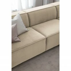 Ecksofa Kinx V - Samt - Samt Shyla: Beige - Longchair davorstehend rechts -Wohnzimmermöbel boutique en ligne 1000155727 220610 030 DETAILS P000000001000155727