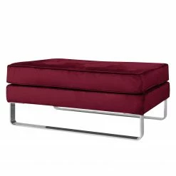 Fredriks Polsterhocker Chelsea III - Microfaser - Stoff Tond: Bordeaux - Kufen