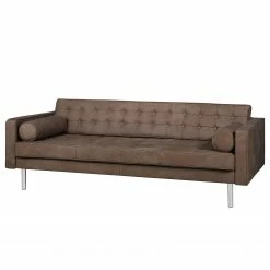 Fredriks Sofa Chelsea IV (3-Sitzer) - Echtleder - Echtleder Custo: Dunkelbraun - Zylinder