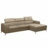 Fredriks Ecksofa Lucena - Echtleder - Taupe - Longchair davorstehend rechts - Keine Funktion
