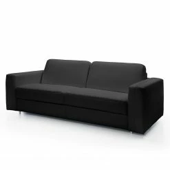 Loftscape Schlafsofa Blayney - Echtleder - Schwarz - Breite: 221 cm