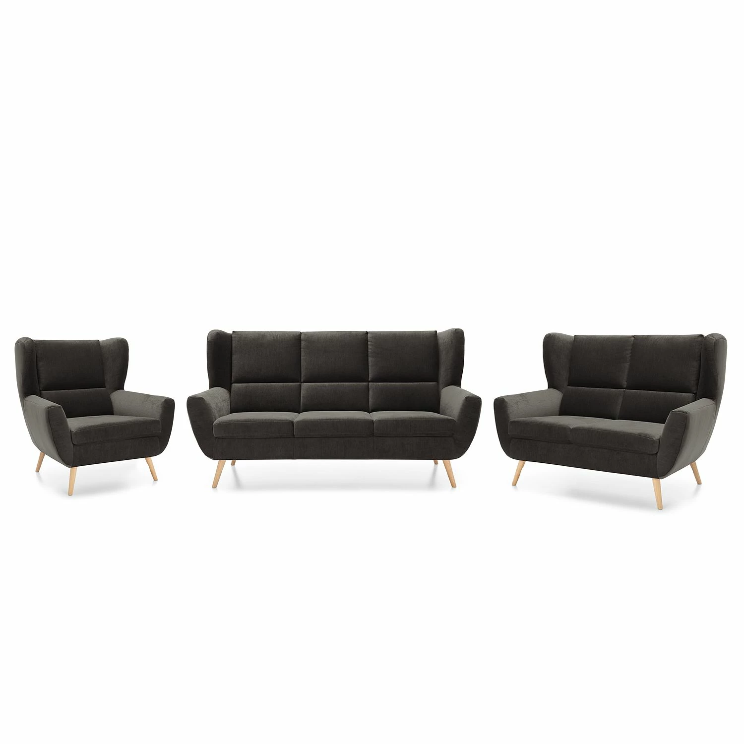 Loftscape Polstergarnitur Glenhaven (3-2-1) - Samt - Dunkelgrau 1 Loftscape Polstergarnitur Glenhaven (3-2-1) - Samt - Dunkelgrau