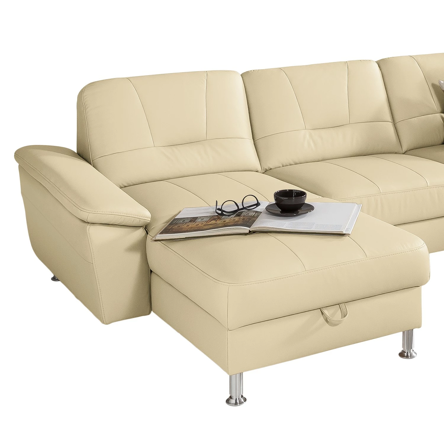 Loftscape Wohnlandschaft Kappel - Echtleder - Magnolienweiß - Longchair davorstehend links / Ottomane rechts - Keine Funktion 6 Loftscape Wohnlandschaft Kappel - Echtleder - Magnolienweiß - Longchair davorstehend links / Ottomane rechts - Keine Funktion – Bild 6