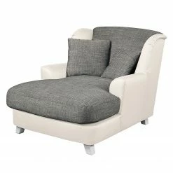 Ridgevalley XXL Sessel Garza I - Kunstleder / Strukturstoff - Weiß / Dunkelgrau