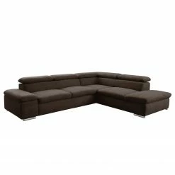 Loftscape Ecksofa Glenaire I - Strukturstoff - Dunkelbraun - Ottomane davorstehend rechts - Keine Funktion