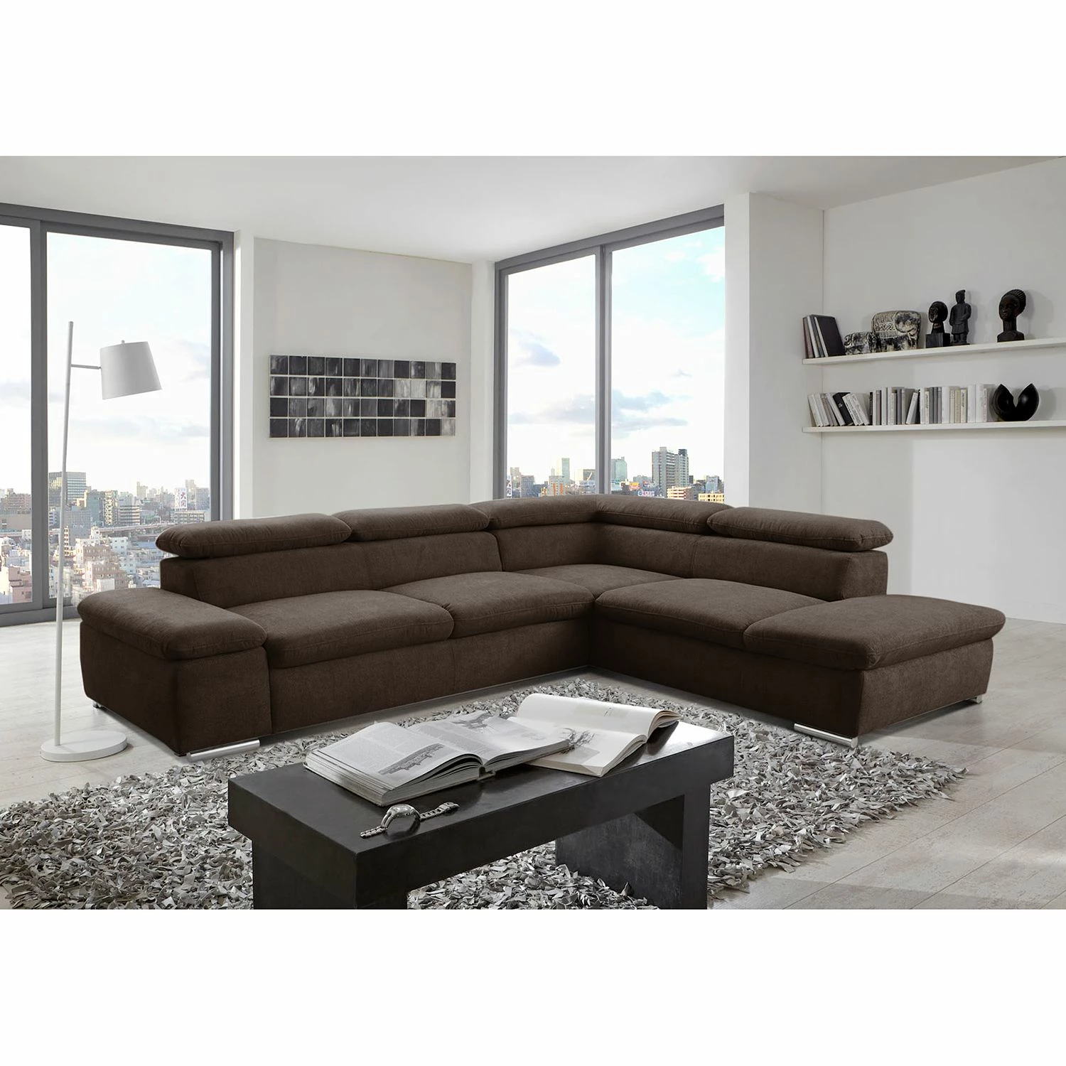 Loftscape Ecksofa Glenaire I - Strukturstoff - Dunkelbraun - Ottomane davorstehend rechts - Keine Funktion 3 Loftscape Ecksofa Glenaire I - Strukturstoff - Dunkelbraun - Ottomane davorstehend rechts - Keine Funktion – Bild 3