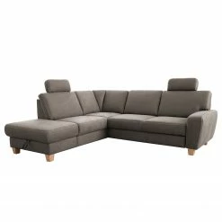 Loftscape Ecksofa Berlaar - Antiklederlook - Solinograu - Ottomane davorstehend links - Mit Schlaffunktion