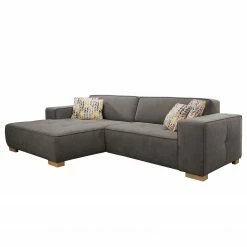 Loftscape Ecksofa Belair - Microfaser - Grau - Longchair davorstehend links - Schlaffunktion für dauerhafte Nutzung